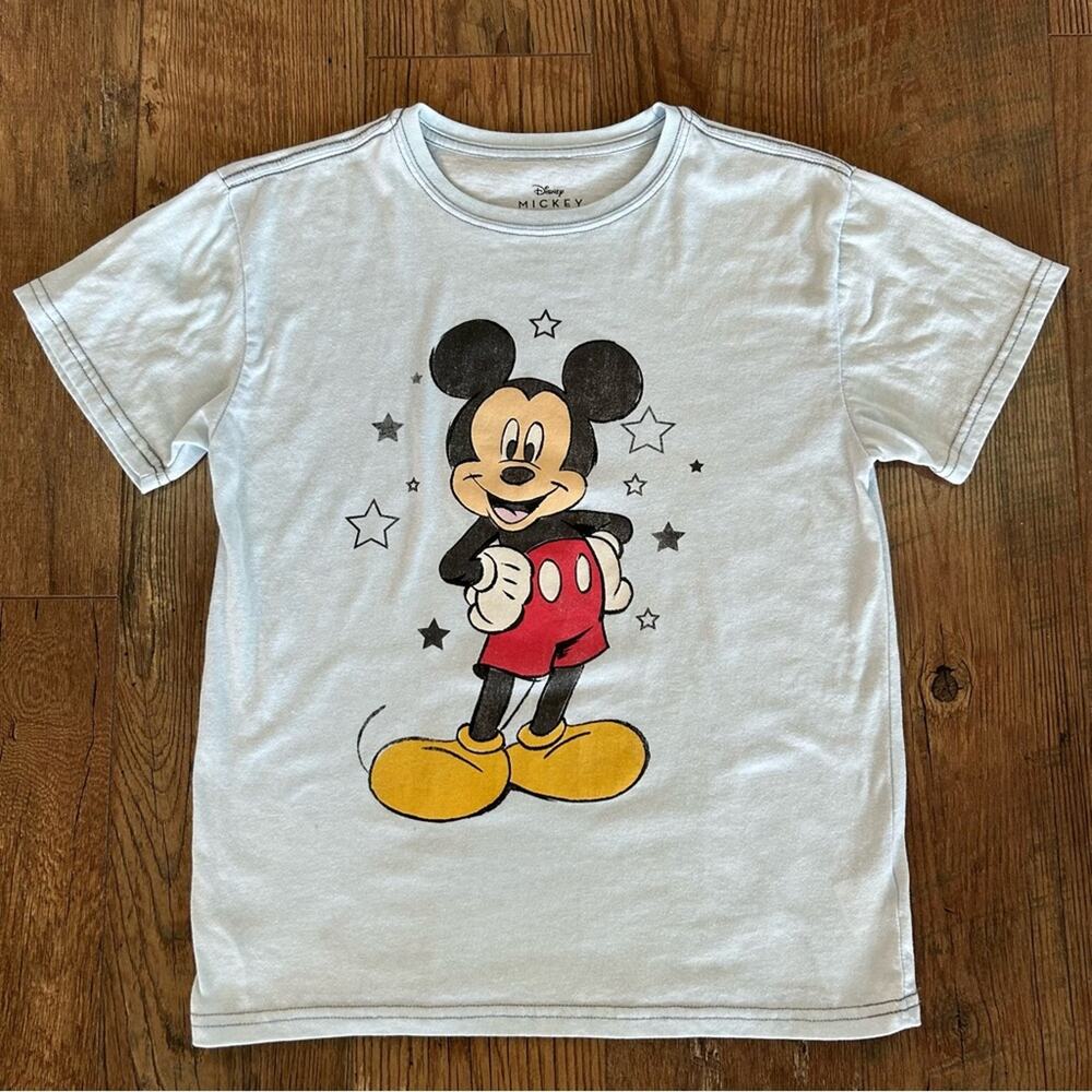 Disney Mickey Mouse Junior's Graphic T-Shirt Pale Blue M (7-9)